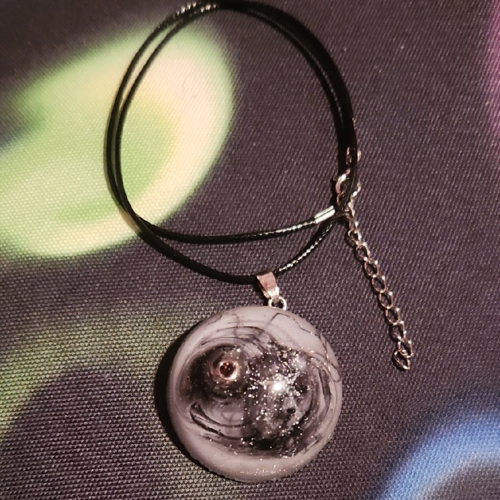 Black & Silver Cosmic Universe Pendant Necklace